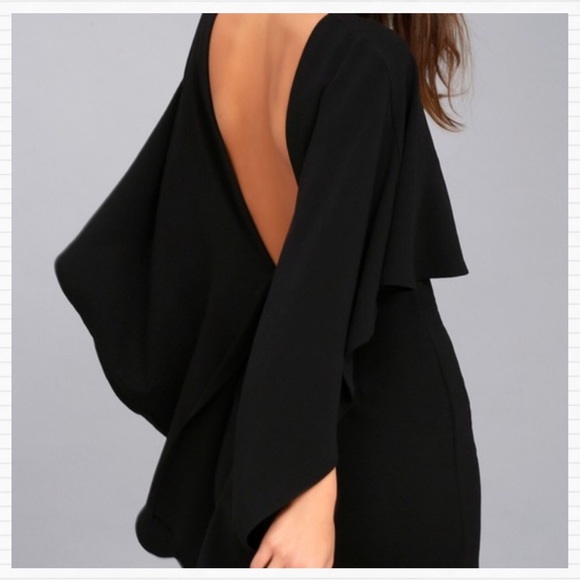 🏷SOLD LULU’S Black Mini Cape Dress Best Yet Come - Picture 6 of 9